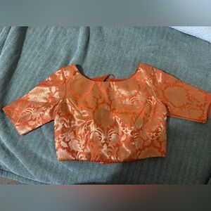 New Banarasee Pure Silk Orange Brocade Blouse